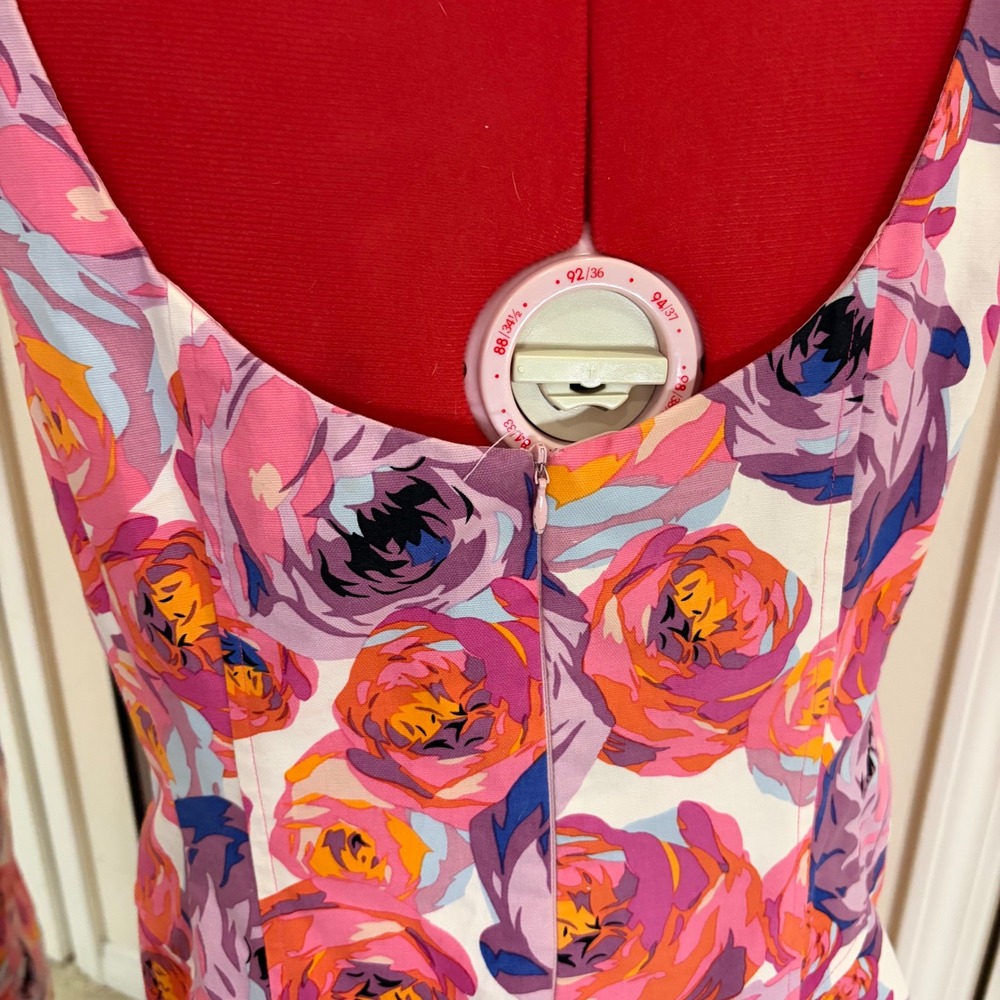 Nanette Lepore Candy Girl pink& purple floral print ruched sleeveless mini dress - Picture 6 of 6